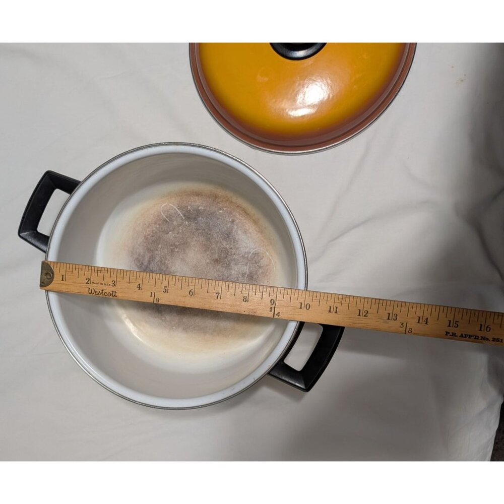 Strawberry Enamel Stew Pot Lid 6 Quart Yellow White Retro Cookware Vintage - Picture 15 of 16